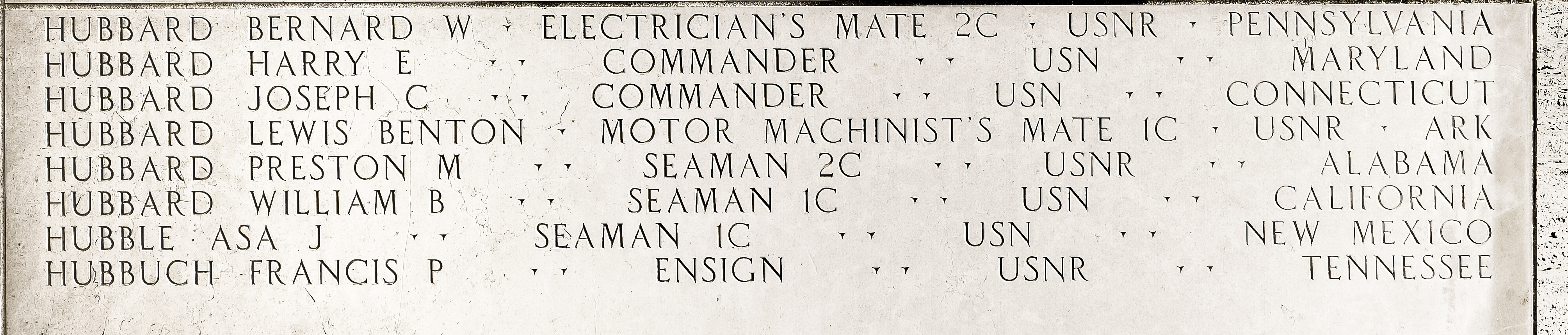 Bernard W. Hubbard, Electrician's Mate Second Class